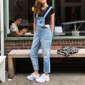 ZARA patched denim jumpsuit overalls